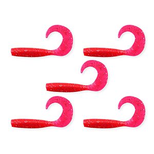 Twister Nevis 7.5cm 5buc/pac.Rosu Glitter